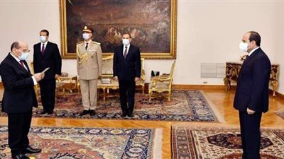 لحظة حلف مصطفى شوضه اليمين رئيساً لمحكمة النقض | فيديو