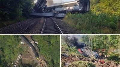 سقوط قتلى وجرحى في انحراف قطار عن مساره في أسكتلندا| فيديو