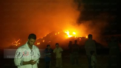 بالصور.. حريق في تجمع لقش الأرز بالشرقية