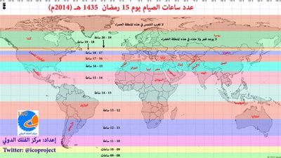 ننشر خريطة ساعات الصوم رمضان المقبل