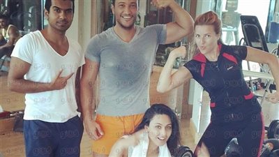 ميس حمدان تؤدى تمارين رياضية لإنقاص وزنها