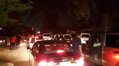 توقف الحركة المرورية بطريق السويس الصحراوي بسبب هبوط أرضي