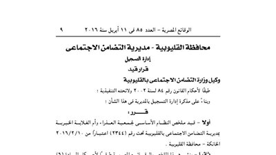 قيد ملخص جمعية العذراء وأم الغلابة الخيرية بالقليوبية