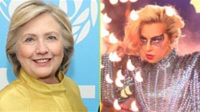 بالصور.. هيلاري كلينتون تشيد بأداء ليدي جاجا في حفل مباراة «Super Bowl»