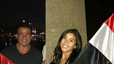 عبير صبري تنشر صورة لعمرو دياب ودينا الشربيني بأعلام مصر