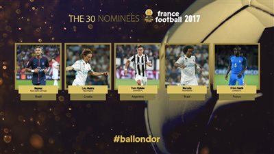 الكشف عن 5 أسماء من المرشحين لجائزة الكرة الذهبية