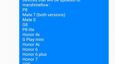 قائمة بأسماء أجهزة هواوي الحاصلة على نسخة مارشميلو