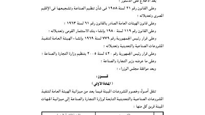 نقل أصول مشروعات تعدينية من ميزانية «الصناعة» إلى الجهات المعنية