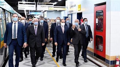 11 صورة ترصد افتتاح السيسي المرحلة الرابعة من الخط الثالث لمترو الأنفاق