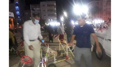 حملة ليلية لرفع الإشغالات والتعديات على الطريق العام بجمصة