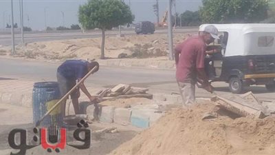 رفع كفاءة أرصفة الطرق العامة بالقنطرة شرق