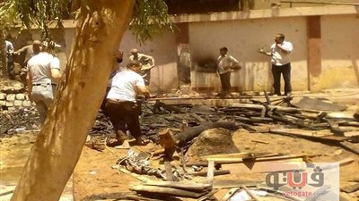 بالصور.. نقل لجان الدبلومات بسبب حريق مدرسة إهناسيا الصناعية