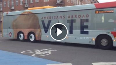 بالفيديو.. أتوبيس في كوبنهاجن يسخر من دونالد ترامب