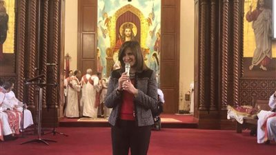 وزيرة الهجرة تلتقي الجالية المصرية بكاتدرائية العذراء في كندا (صور)