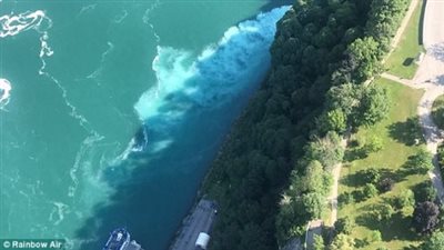 بالفيديو والصور.. صدمة السياح لحظة تفريغ مياه الصرف في شلالات نياجرا