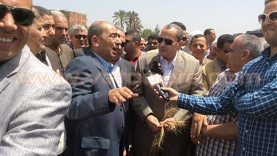 عصام فايد يتابع تجربة زراعة القمح على مصاطب بههيا في الشرقية