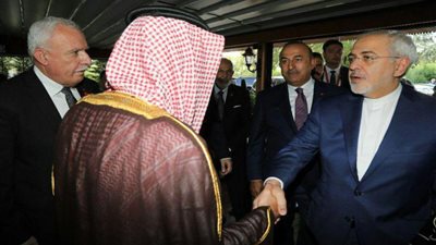 بالصور.. وزير الخارجية الإيراني يصافح نظيره السعودي في تركيا