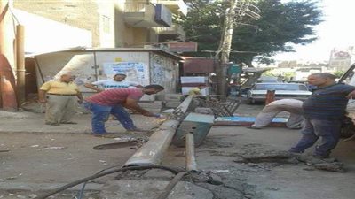 شركة الكهرباء تستجيب لشكوى أهالي طنطا  وتصلح عمود إنارة مائل |  صور