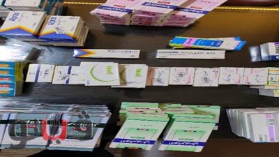 ضبط أدوية غير مسجلة بوزارة الصحة بصيدلية  في طنطا..صور