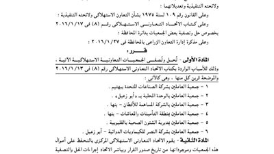 حل وتصفية 6 جمعيات استهلاكية بالقليوبية