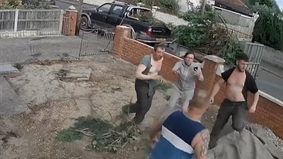 معركة بين رجلين وجارتهما بسبب شجرة (فيديو وصور)