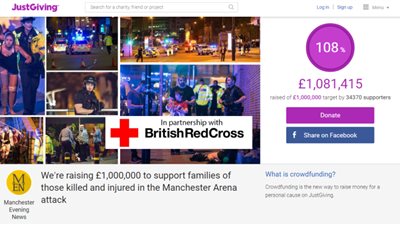 جمع مليون جنيه إسترليني لضحايا هجوم مانشستر