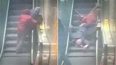 رجل ينقذ حياة زوجين مسنين على سلم كهربائي (فيديو)