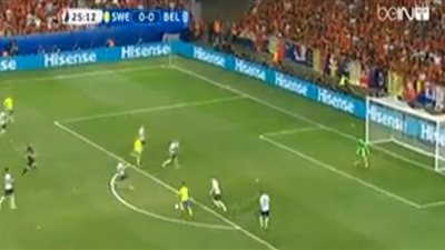 بالفيديو.. «إبراهيموفيتش» يهدد مرمى بلجيكا في «اليورو»