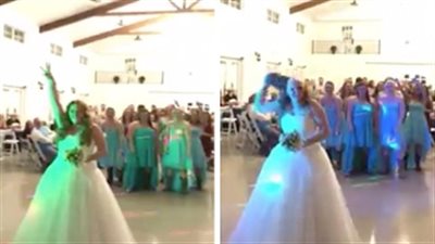 بالفيديو.. عروس جريئة ترمي «الباروكة» على الضيوف بدلا من باقة الورد