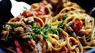 طريقة إعداد الباستا بشاورما اللحم من مطبخ بسمة