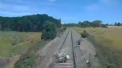 بالفيديو والصور.. سائق دراجة ينجو بأعجوبة من دهس قطار