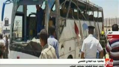 بالفيديو.. أولى اللقطات لأتوبيس الأقباط بالمنيا بعد استهدافه