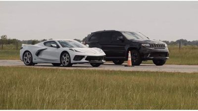 هينيسي جيب تراكهوك تتفوق على كورفيت C8 في سباق تسارع| فيديو