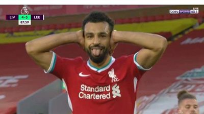 محمد صلاح يحتفل بهدفه في ليدز على طريقة مؤمن زكريا | فيديو وصور