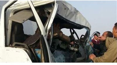 مصرع واصابة ١٤ شخصا في حادث تصادم بالطريق الحر  في القليوبية