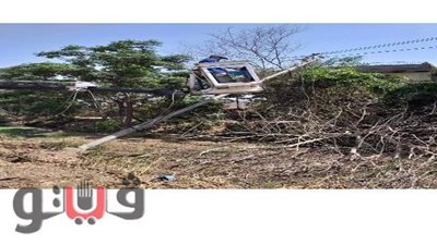 إصلاح عامود إنارة سقط بطريق السنطة - طنطا .. صور