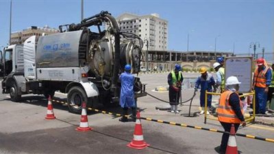 صرف صحي الإسكندرية يطبق نموذج محاكاة الأمطار بالمنتزه