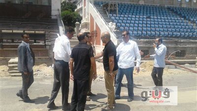 وفد الاتحاد العربي لكرة القدم يشيد بتجهيزات ستاد الإسكندرية