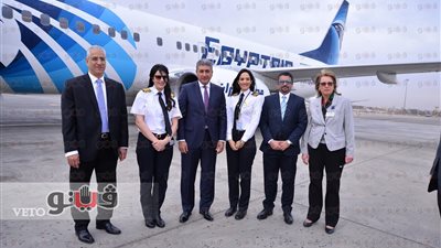 وزير الطيران يشهد إقلاع رحلتين بطاقم نسائي كامل لأول مرة
