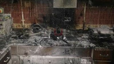 ماس كهربائي يتسبب في دمار مطبخ (صور)