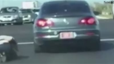 بالفيديو.. امرأة تلقن سائقة علقة ساخنة على طريق سريع