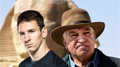 زاهي حواس يستقبل ميسي بالأهرامات