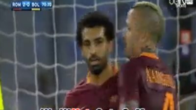 بالفيديو.. محمد صلاح يسجل الـ«هاتريك» لروما أمام بولونيا