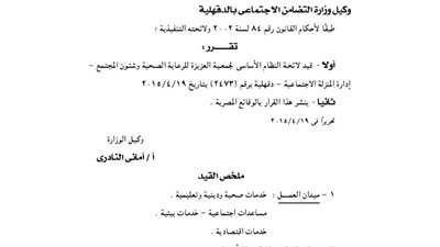 قيد لائحة جمعية العزيزة للرعاية الصحية بإدارة المنزلة
