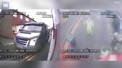 نجاة عامل نظافة من حادث مروع (فيديو وصور)