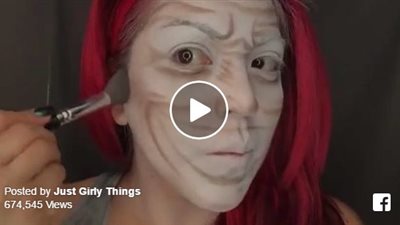 بالفيديو.. أقوى وجه مرعب لفتاة باستخدام المكياج