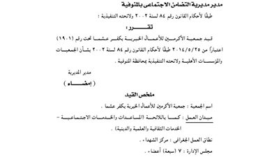 قيد 6 جمعيات للتنمية بمحافظة المنوفية