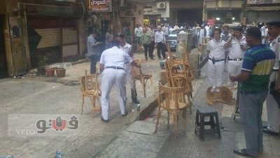 بالصور.. حملة لرفع إشغالات مقاهي جواد حسني وشريف بوسط البلد