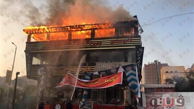 أول لقطات من موقع حريق «مطعم وكافيه» ميدان الممر بالإسماعيلية