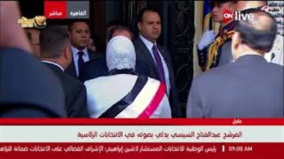 السيسي يصافح بعض المواطنين عقب الإدلاء بصوته (فيديو)